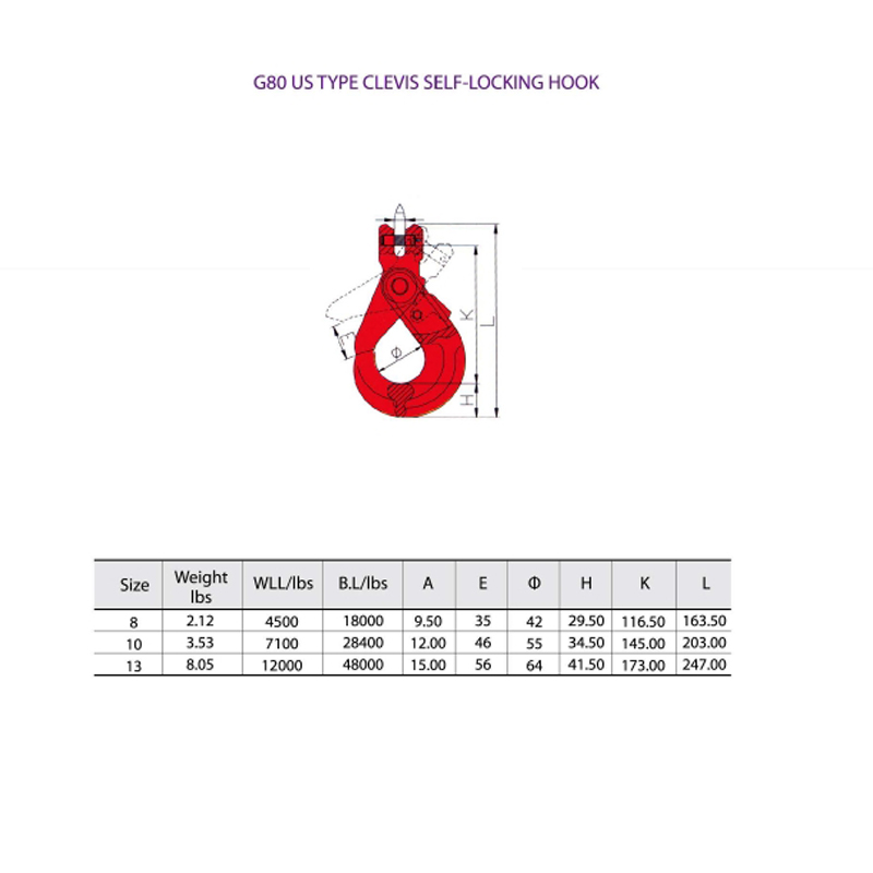 G80 Clevis Sling Hook مع المزلاج