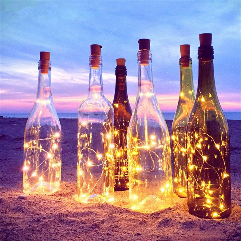 20 LED قطاع النبيذ زجاجة مصباح أضواء الجنية كورك سلسلة الأسلاك 2M حفل زفاف