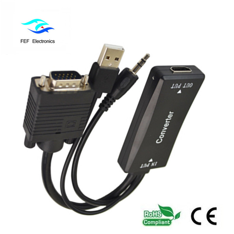 ذكر VGA إلى HDMI الإناث + الصوت + USB إمدادات الطاقة الكود: FEF-HIC-011