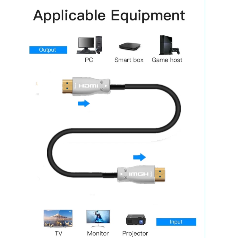 كبل HDMI بصري ، HDMI 2.0 AM إلى AM ، 4K @ 60HZ ، 18Gps ، RGB4: 4: 4 3D ARC