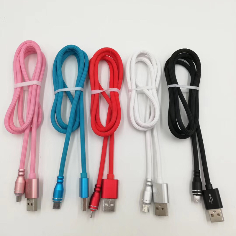 سريع الشحن الألومنيوم الإسكان جولة TPE كابل USB ل micro USB ، اكتب C ، iPhone البرق الشحن والمزامنة