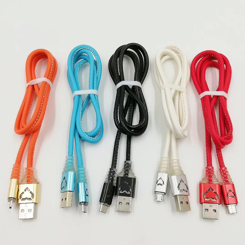 الصمام بو الجلود كابل شحن سريع جولة الألومنيوم الإسكان USB ل micro USB ، اكتب C ، iPhone البرق الشحن والمزامنة