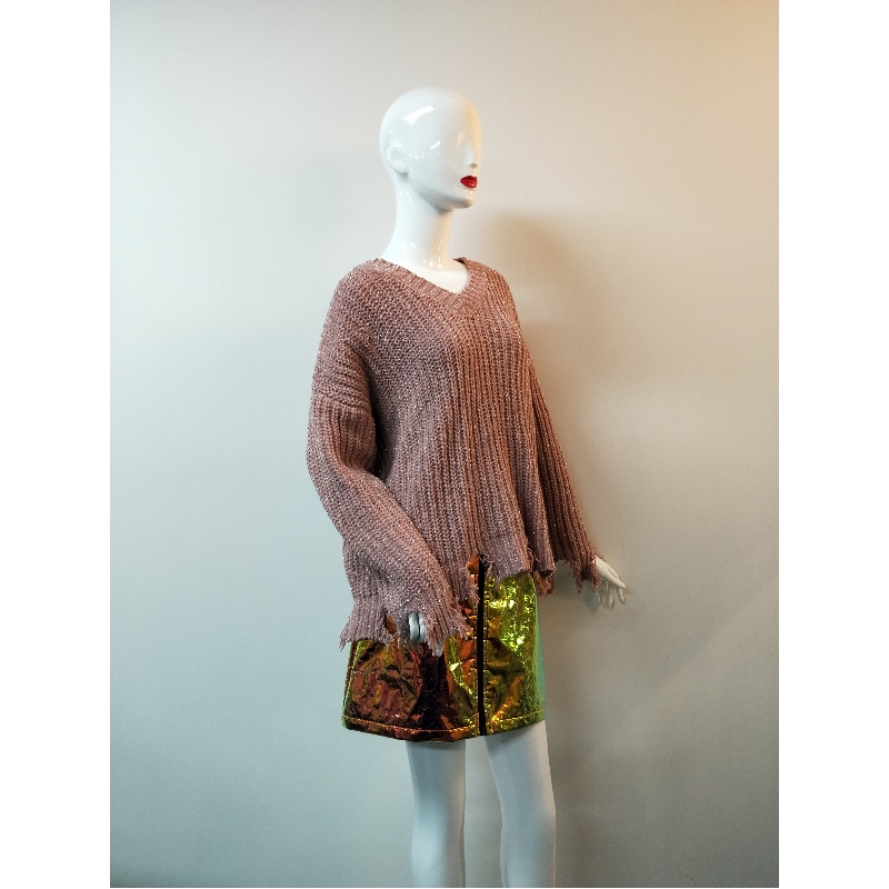 V-NECK ROSE METEIC SWEATER RLWS0049F