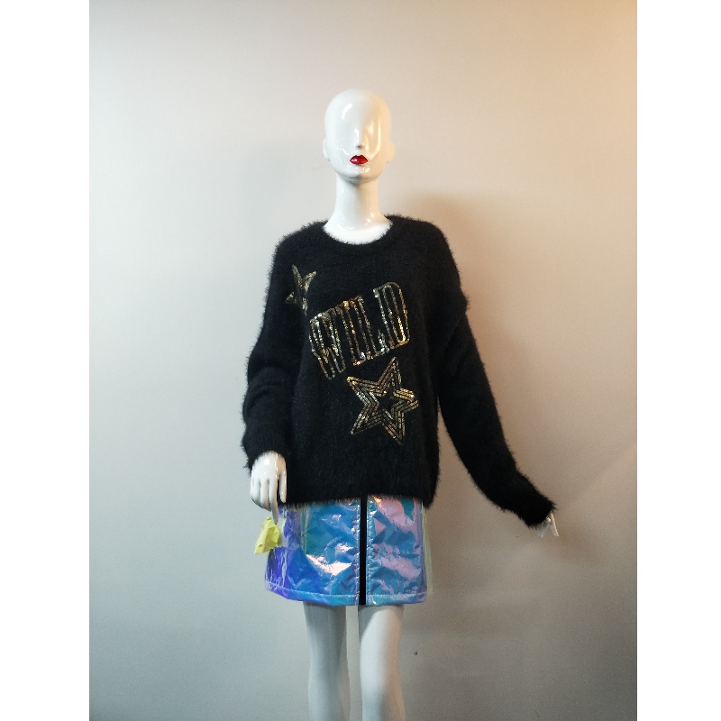 BLACK STAR-PRINT SWEATER RLWS0056F