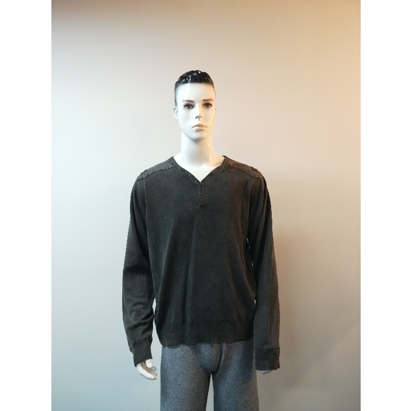 GRAY V-NECK SWEATER RLMS0013F