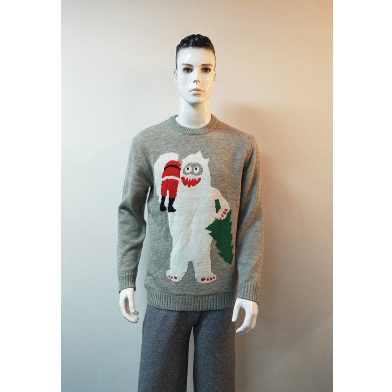 GRAY CARTOON PRINT SWEATER RLMS0001F