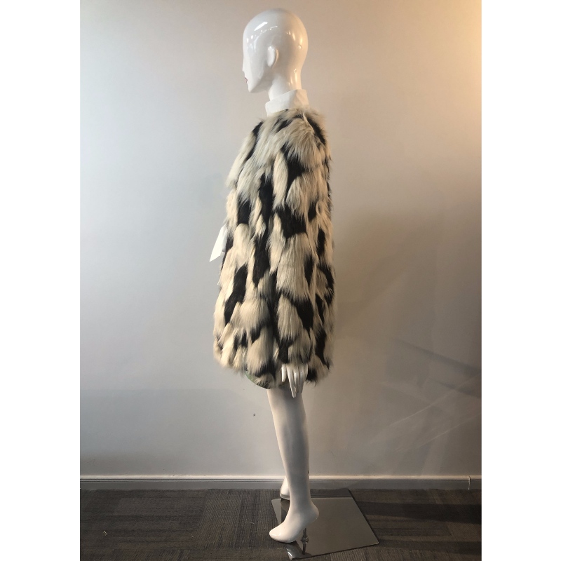 السيدات ZEBRA PRINT FUR COAT RLWF0003