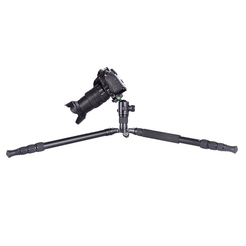 Kingjoy Travel Tripod Kit ، حامل ثلاثي الأبعاد لكاميرا الفيديو الألومنيوم مع رأس السحب عموم المائع ، العمود الأوسط ، زاوية الساق القابلة للتعديل ، متوافق مع تصوير فيديو Nikon DSLR من كانون