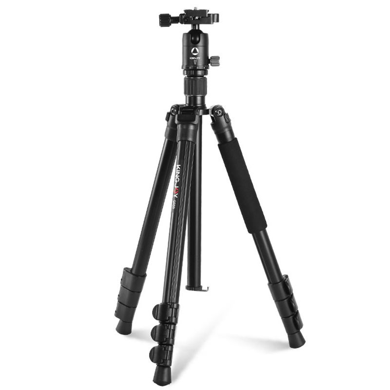 KINGJOY G555 61.5 / 156 سم كاميرا فليب لوك طقم ترايبود Monopod ، حامل ثلاثي القوائم محمول خفيف الوزن مع رأس كرة بانورامي بزاوية 360 درجة + 1/4 