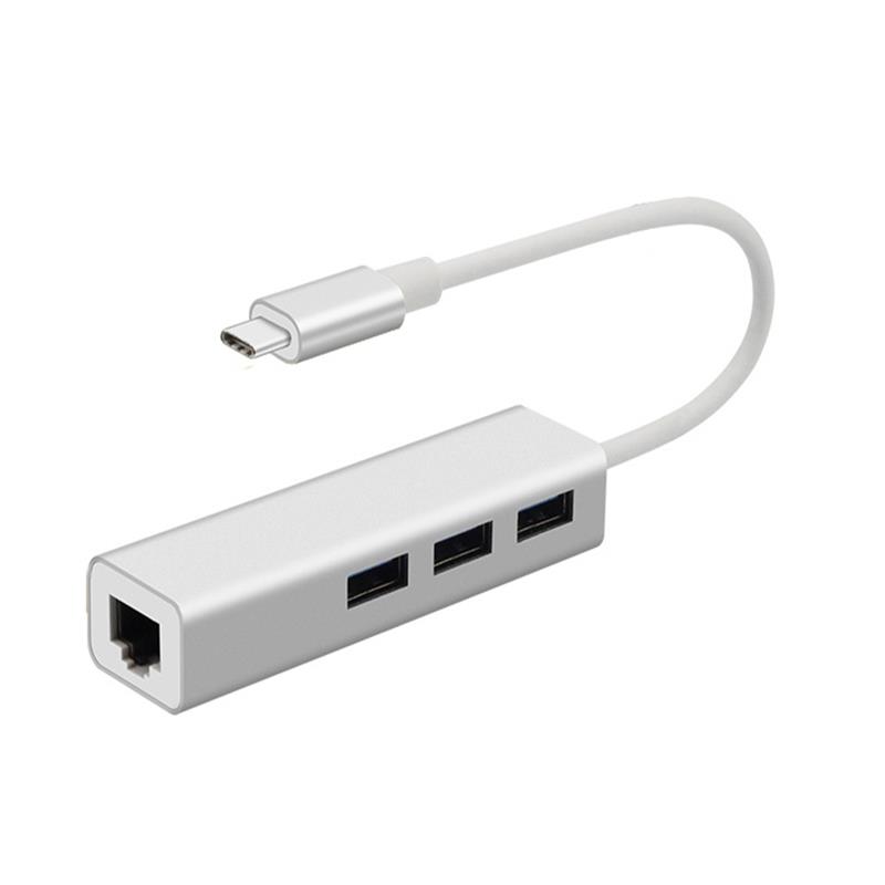 نوع USB من C إلى LAN (1000M) + محول USB 3.0x3 Hub