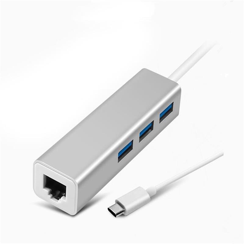 نوع USB من C إلى LAN (1000M) + محول USB 3.0x3 Hub