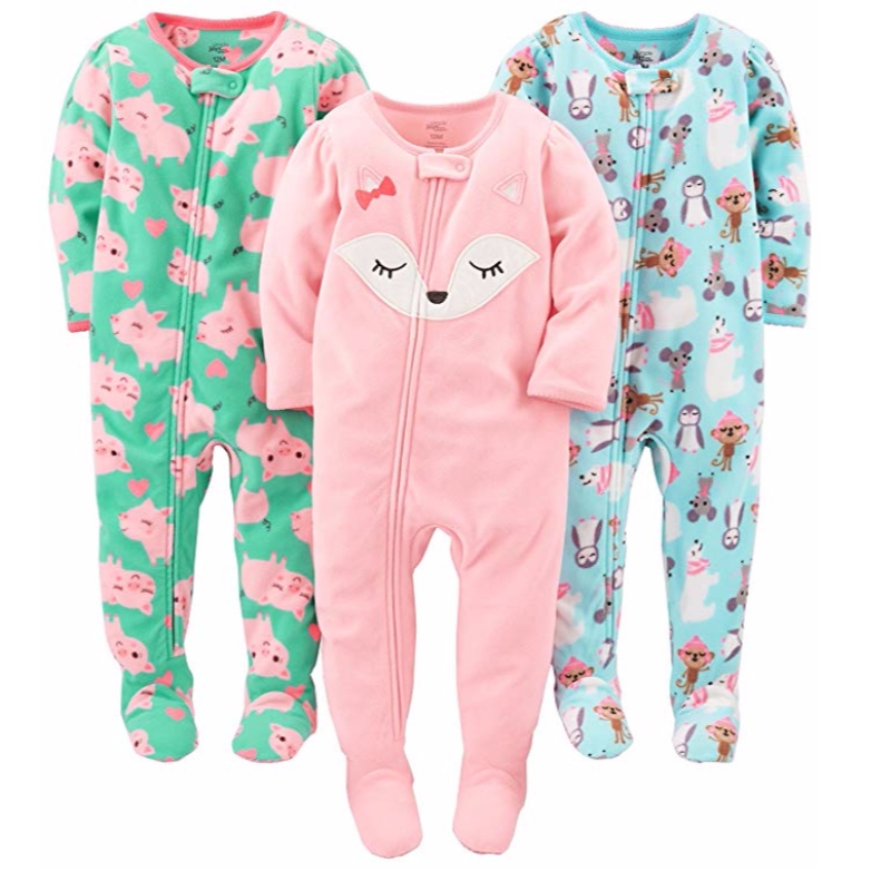 كارترز بيبي اند جيرل جيرل 3-Pack Fleece Footed Pajamas Sleepwear