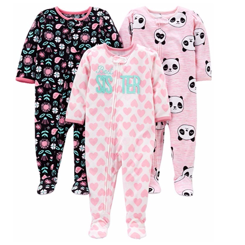 كارترز بيبي اند جيرل جيرل 3-Pack Fleece Footed Pajamas Sleepwear