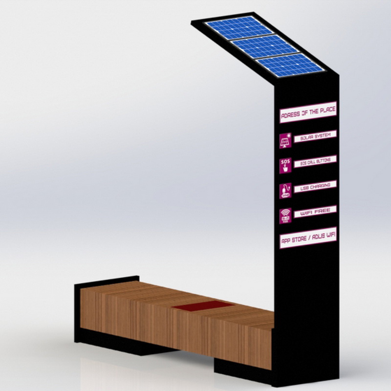 الفولاذ المقاوم للصدأ الذكية واي فاي USB شحن مقعد الشمسية في الهواء الطلق مع شاشة LED