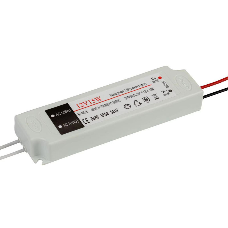 ميلان 170.250avc العاصمة 15W 12V الجهد المستمر للماء أسود رمادي حالة الألومنيوم التبديل إمدادات الطاقة