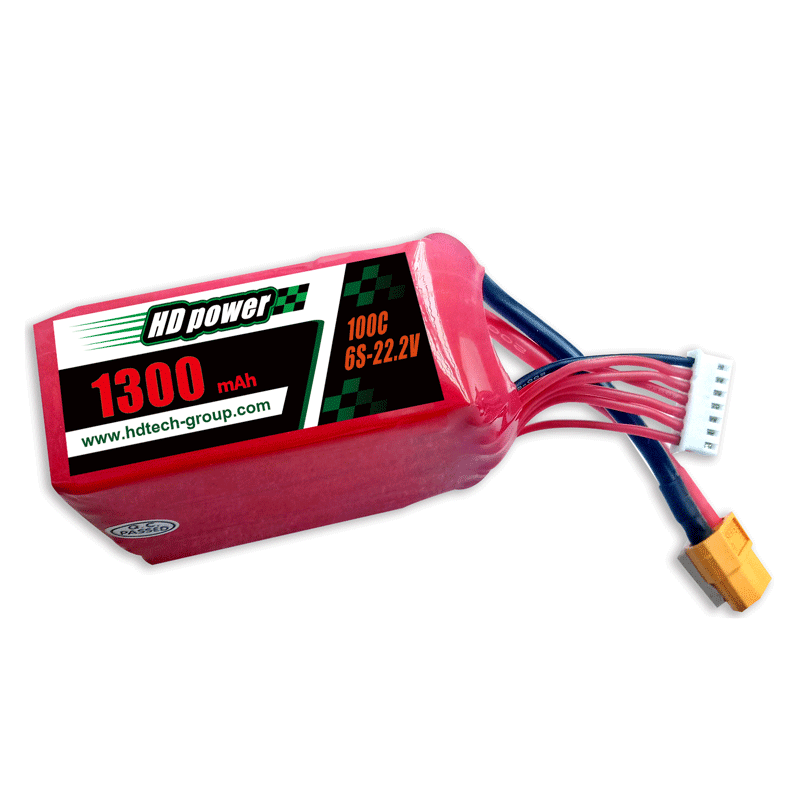 HD POWER 1300mAh 100C 6S 22.2V FPV بطارية ليبو