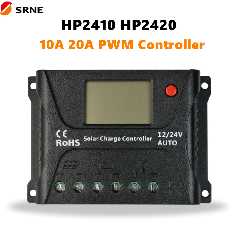 SRNE PWM الشمسية خارج الشبكة تهمة تحكم 12V/24V 10A 20A LCD ماكس 55 فولت للوحة الشمسية نظام بطارية ليثيوم الرصاص