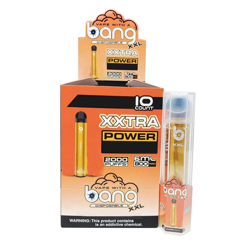 Bang XXL المتاح vape القلم السجائر الإلكترونية جهاز 800mAh بطارية 6ML القرون فارغة الأبخرة الأصلية 2000 نفث عدة بالجملة