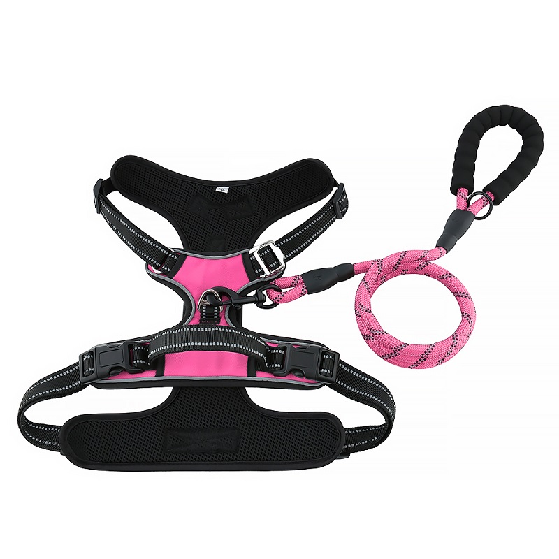 مخصص الكلب سترة عاكسة نايلون مشبك كبير الكلب تسخير مع المقود