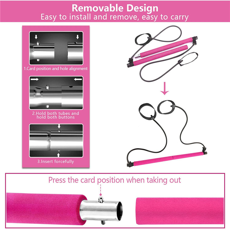 مجموعة بارات بيلاتس ، تمرين اليوغا المحمولة عصا بيلات مع حلقة قدم المقاومة ، معدات اللياقة البدنية