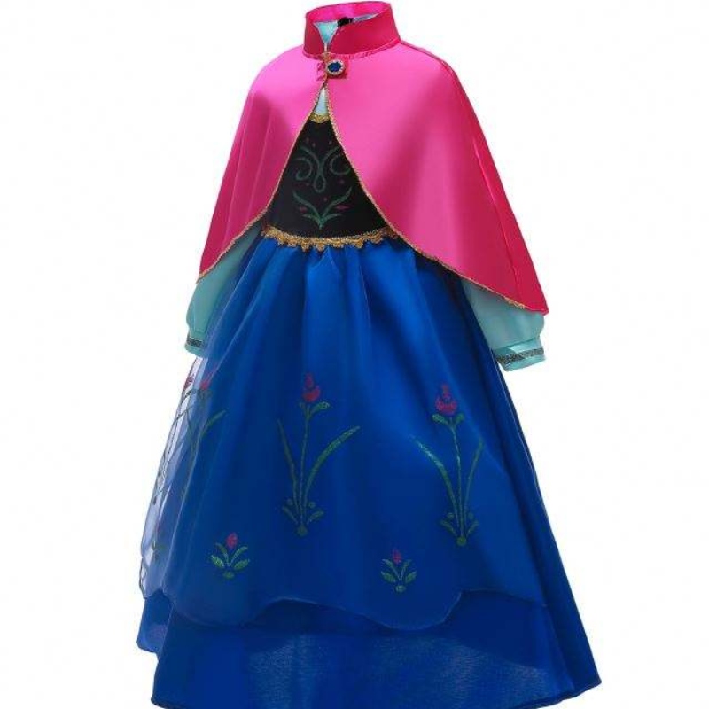 Baige New Kids Fancy Dress Comple Elsa Anna Long Puffy Halloween Party مع Cape BXDCPF