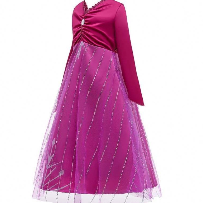 Anna Cosplay Party Vestidos Girl Clothing Red Elsa Costume Princess Elsa Dress for 3-10y HCGD-034