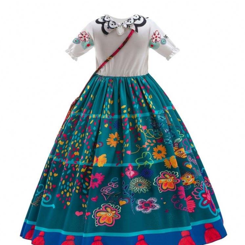 أزياء جديدة للأطفال Encanto Movie Costume Halloween Mirabel Cosplay Long Dress Dress Barbie Fashionistas Compley
