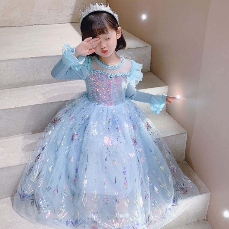 Baige wholesale ball barty party princess dress alloween أطفال عيد ميلاد cosplay زي طويل الأكمام إلسا فستان