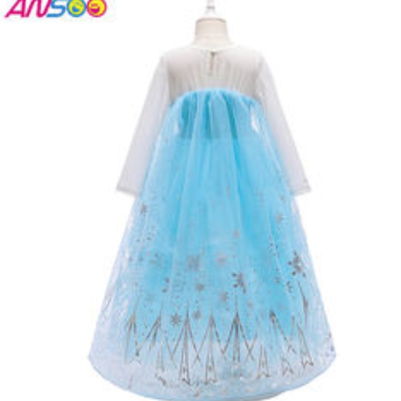 ansoo 2022 Girls Elsa Princess Dress Comple for Birthday Party Dress Up Hucked Halloween Cosplay CoSplay