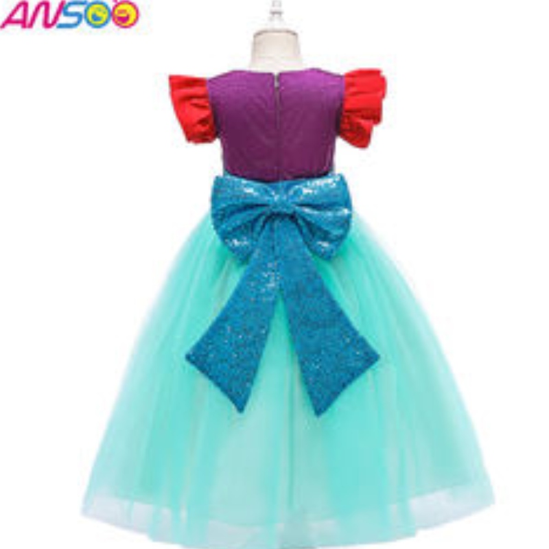 ansoo 2021 OEM/ODM Girl Mermaid Dress Drity Birthday حفل زفاف ملابس زهرة فتاة الأميرة