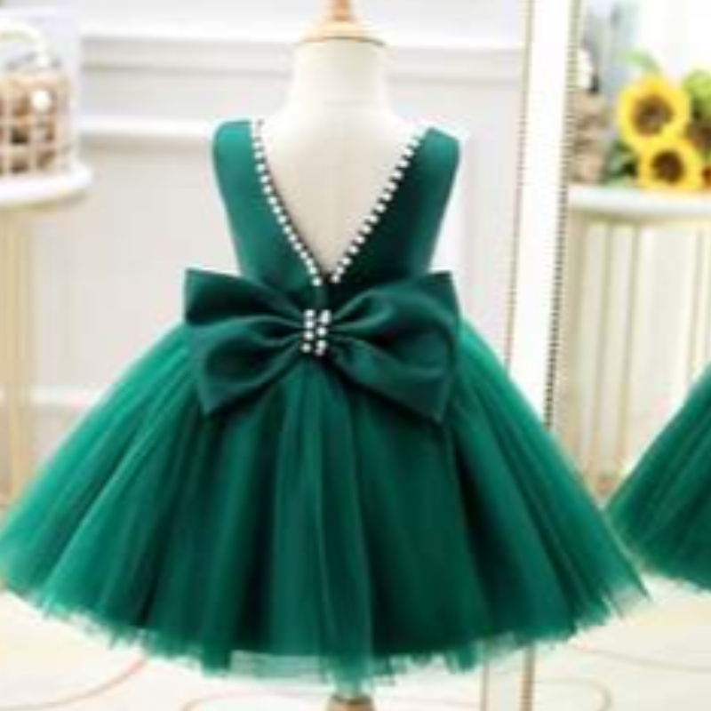 Baige OEM Green Flower Girl Gend Wedding Piano Birthday One Year Bress Bress Little Girl Catwalk Show Children Dz007