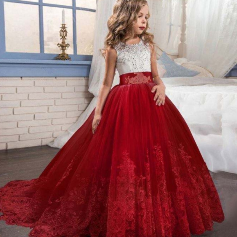 Baige wholesale Kids Evening Ball Ball Luxury Princess Party Party Party Dress Fancy Birthdy Party Prom Costume