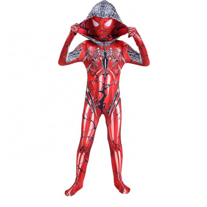 2022 New Red Color Fullbody Suit Halloween Party TV&movie Cosplay ANIME PMIDSUT SPIDERMAN مع قناع الوجه