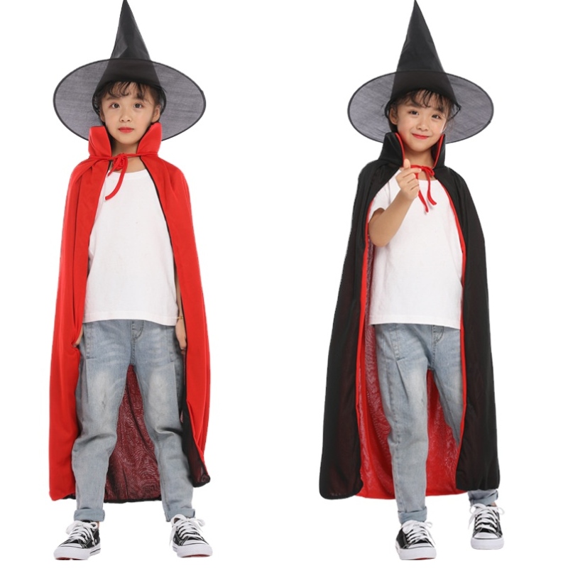 وصول جديد مكياج Cosplay Cloak Witch Cape مع قبعة Halloween Party Cape for Kids