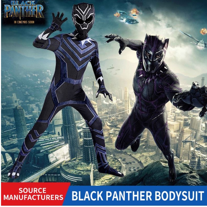 زي الأطفال Cosplay Clothing Black Panther Bodysuit Marvel Superhero Comple Party