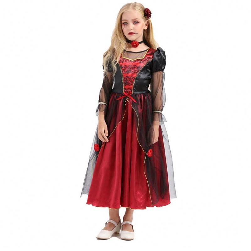 2022 Quality Halloween Chids Kids Vampire Girl Cosplay Costume for 10-12y HCVM-001