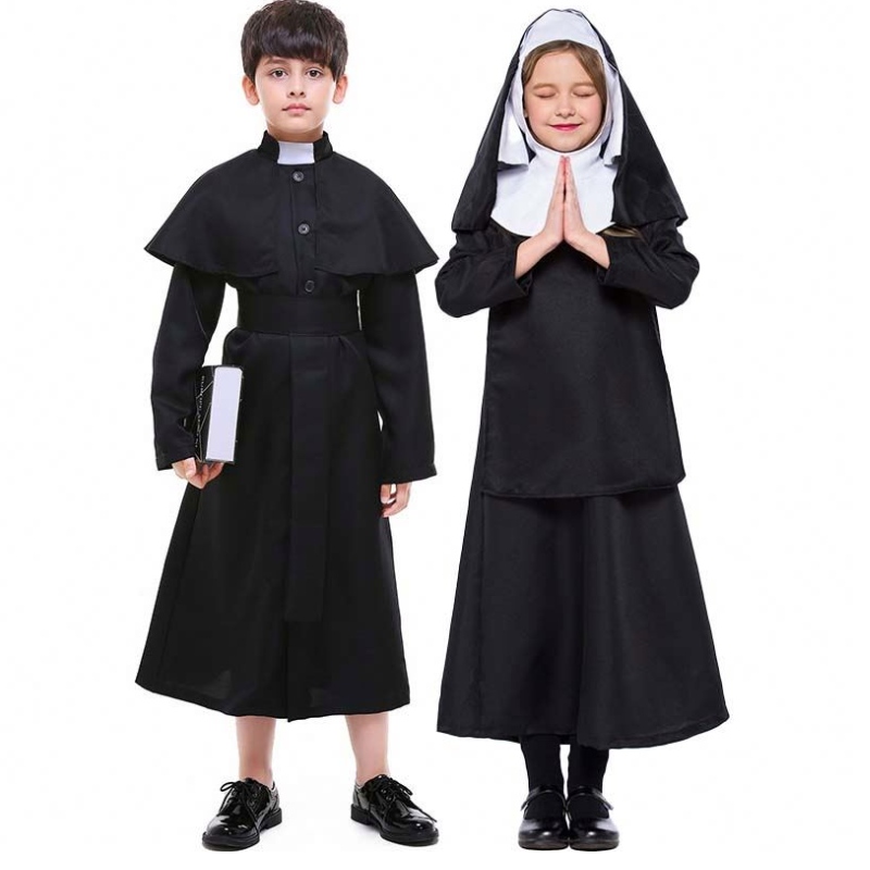 هالوين تنكر Cosplay يسوع زي ماريا الأسود رابحة أردية هالوين كاهن الكاهن HCBC-009