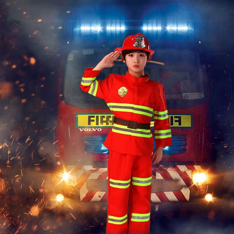 2021 Halloween Cosplay Kids Firefighter Arform Children