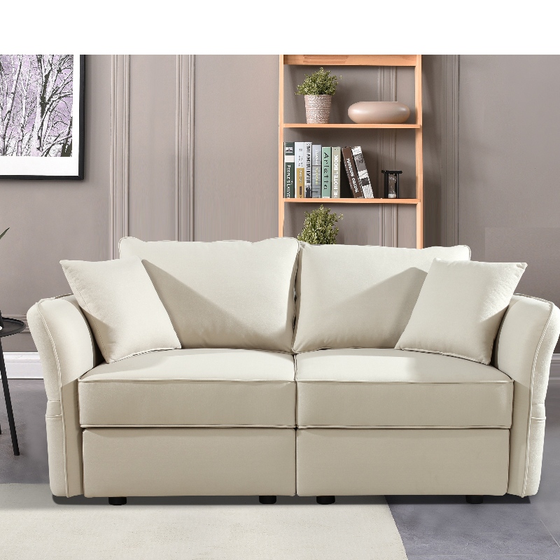 فواك من جلد فوكس مقطعي Loveseat غرفة المعيشة أريكة مع حقيبة تخزين