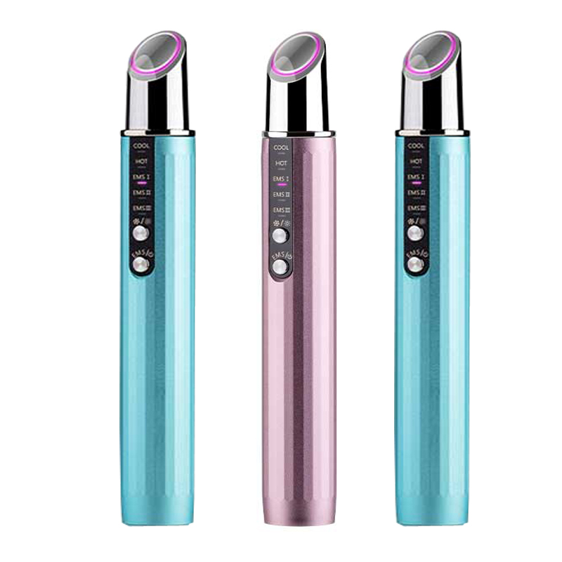 RF Beauty Eye Massager Stick EMS Beauty Eye Eye Radiency Hot&Cold Access أداة لتقليل الخطوط الدقيقة ، ومكافآت ، ودائرة مظلمة تتلاشى ، وأكياس العين الباهتة