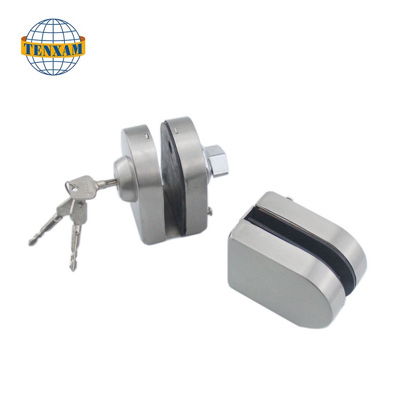 الزجاج التجاري بدون إطار إلى الزجاج مزدوج الأرجوحة الانزلاق مع مفاتيح قفل الباب الزجاجي الفولاذ المقاوم للصدأ