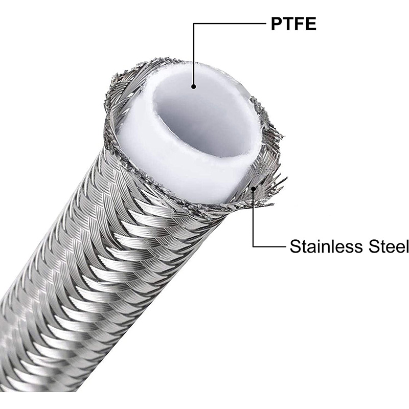 PTFE E85 خرطوم خط الوقود من الفولاذ المقاوم للصدأ مضفر