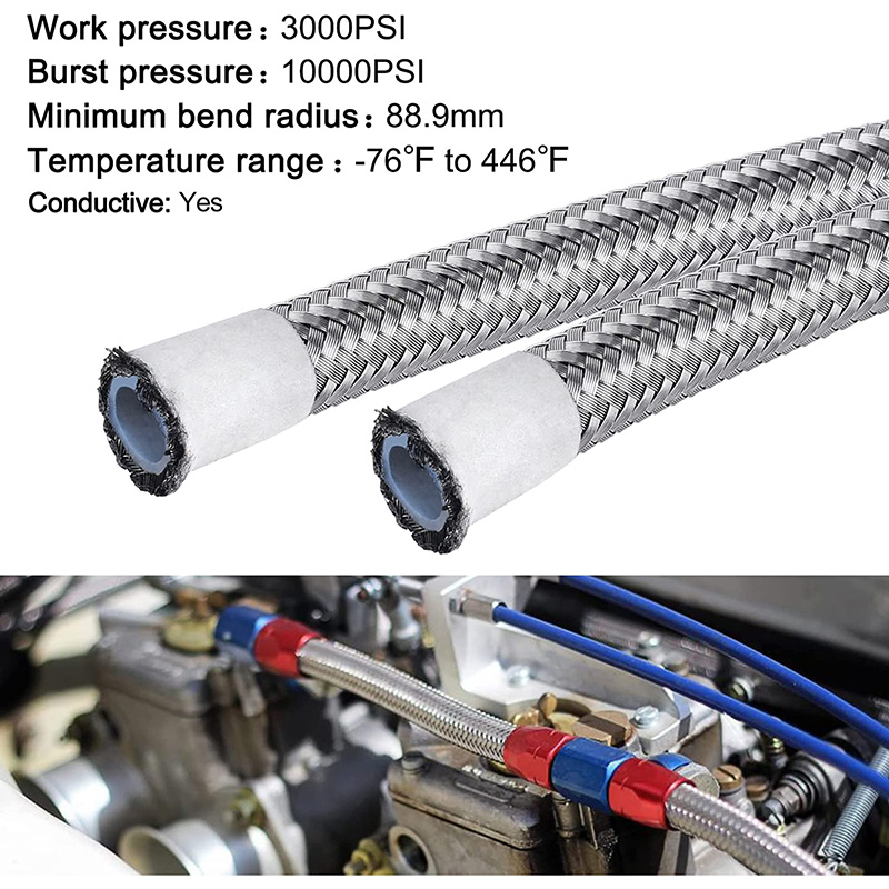 PTFE E85 خرطوم خط الوقود من الفولاذ المقاوم للصدأ مضفر