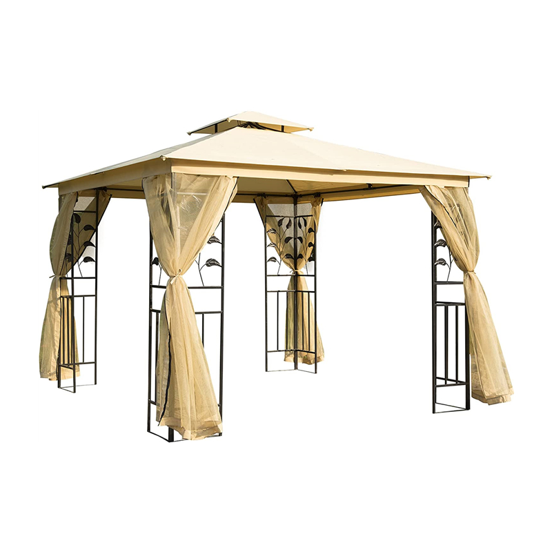 10 \\ 'x 10 \\' metal ourdiour patio gazebo garden canopy مع ستائر شبكة قابلة للإزالة