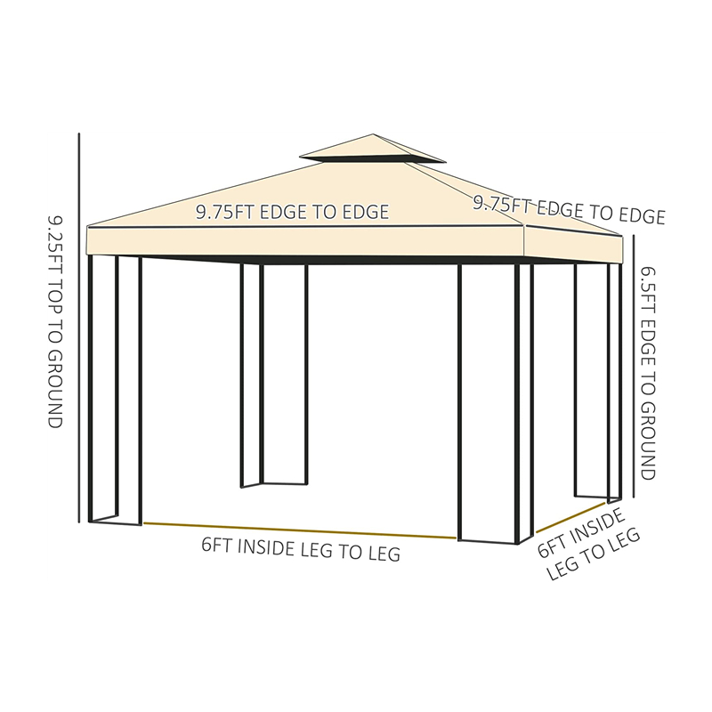 10 \\ 'x 10 \\' metal ourdiour patio gazebo garden canopy مع ستائر شبكة قابلة للإزالة