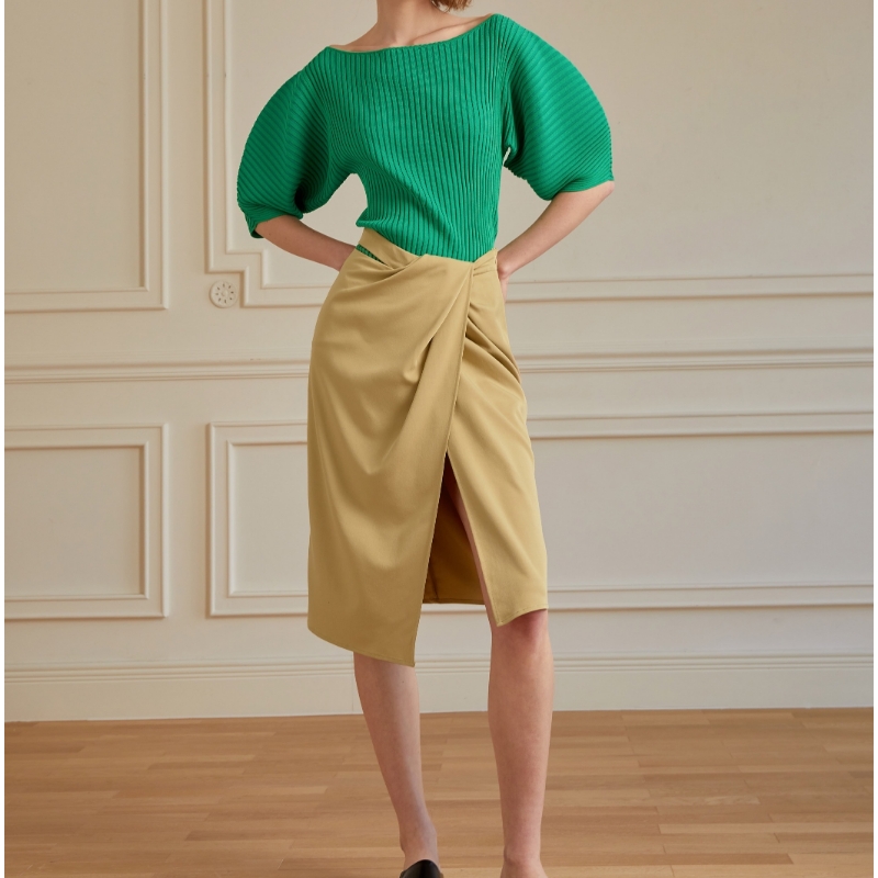 فرنسية على طراز العطلات ، تنورة شق ، 2023 تنورة جديدة جميع المباراة