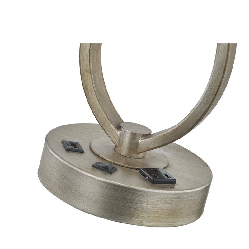 مصباح مكتب النوم مع الانتهاء من الفضة العتيقة ، مصباح مكتب مع منفذ مريح ومنفذ USB