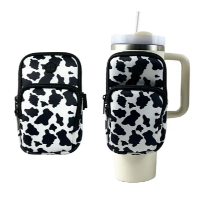 حقيبة زجاجة مياه النيوبرين لـ 40oz 20oz 30oz ، إكسسوارات اللياقة البدنية للسيدات مع حزام قابل للتعديل