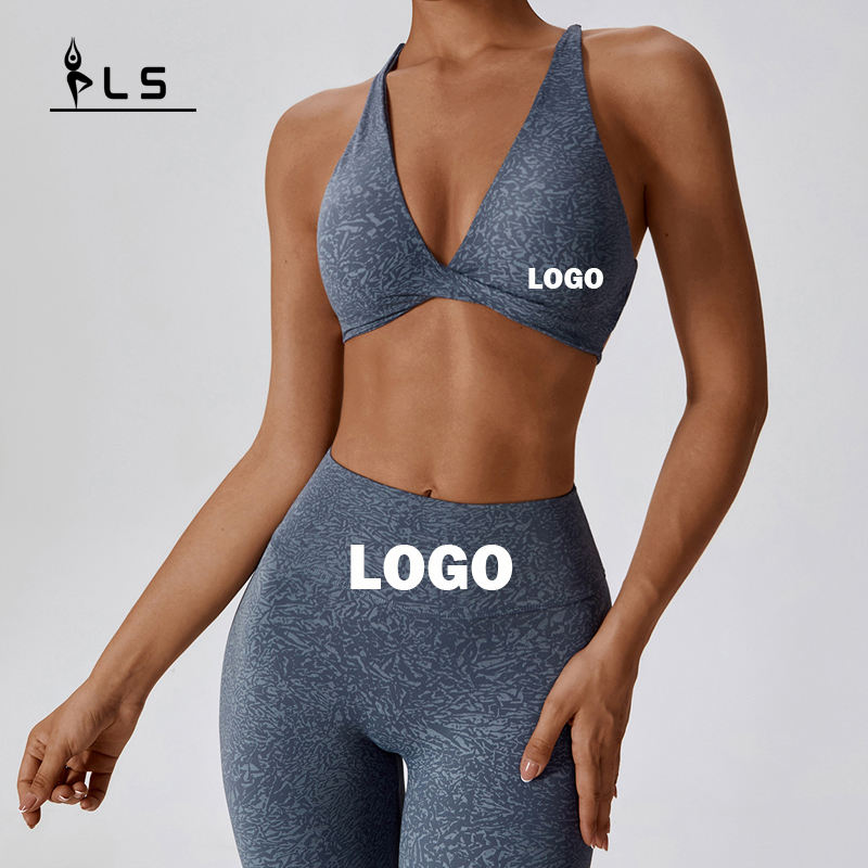 SC1054 YOGA Set Litness Woman 2024 Sport Bra and Stemgings Print Litness Yoga Wear Gym Set Female